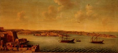 View of Valetta with Ships of the Order of the Knights of St. John by Alberto Pullicino