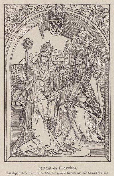 Hrotsvitha of Gandersheim by Albrecht (after) Durer or Duerer