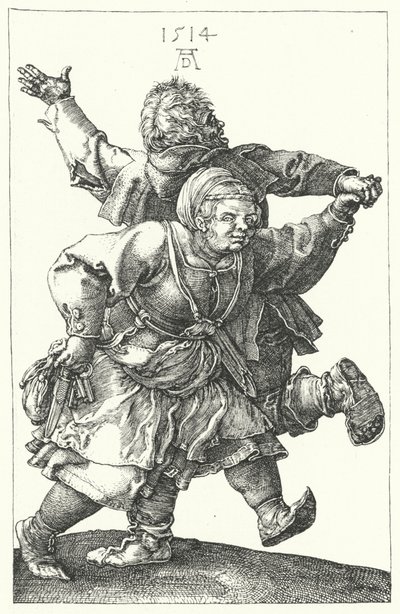 Peasant Couple Dancing by Albrecht (after) Durer or Duerer