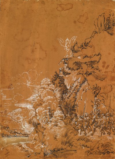 Forest Landscape with Angels and Mercenaries by Albrecht Altdorfer
