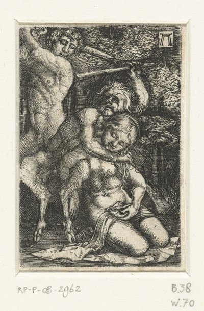 Satyr and a Man Fighting Over a Woman by Albrecht Altdorfer