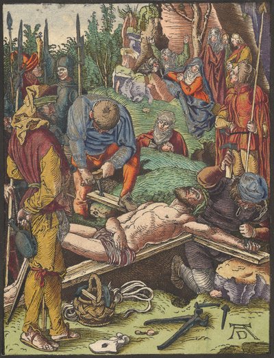 Christ Nailed to the Cross, from the Small Woodcut Passion by Albrecht Dürer