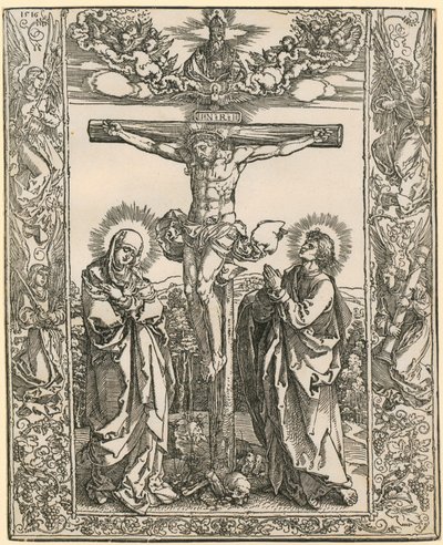 Christ on the Cross with Angel Border by Albrecht Dürer