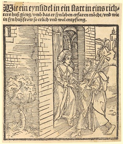 The Wife of the Mayor Receives the Hermit by Albrecht Dürer