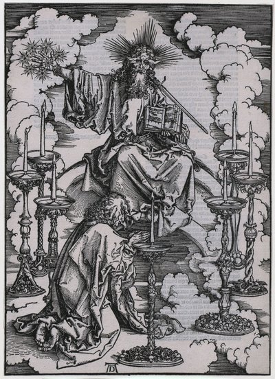 John Sees the Seven Candlesticks, I. Figure, Plate 3 of the Series "The Apocalypse" by Albrecht Dürer