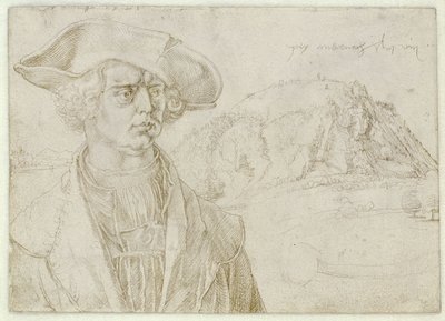Male Bust (Aert Bruyn?) and Landscape near Andernach by Albrecht Dürer