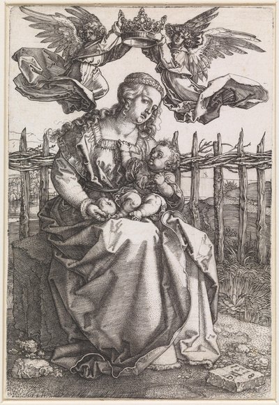 Mary with Child Crowned by Two Angels by Albrecht Dürer