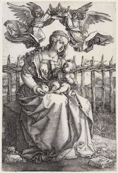Mary with the Child, Crowned by Two Angels by Albrecht Dürer