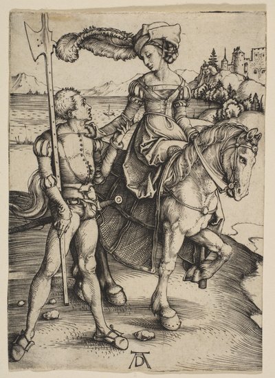 The Lady on Horseback and the Lansquenet by Albrecht Dürer
