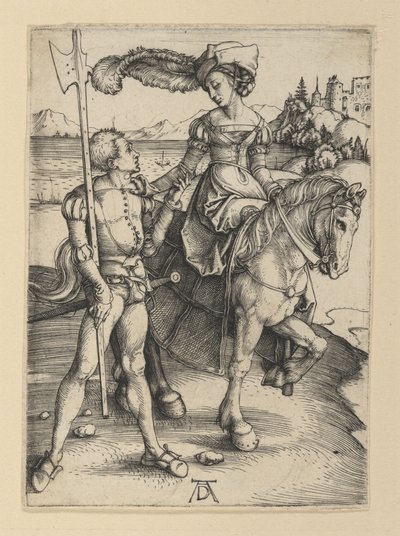 The Young Lady on Horseback and the Lansquenet by Albrecht Dürer