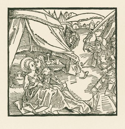 A knight of the Israelite army kills another knight whom he finds with a heathen paramour by Albrecht Dürer or Duerer
