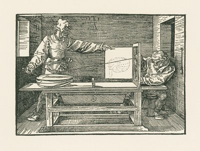 A Man Drawing a Lute by Albrecht Dürer or Duerer