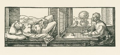 A Man Drawing a Recumbent Woman by Albrecht Dürer or Duerer