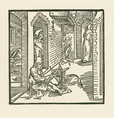A Rope Maker Sees a Monk Leaving the Chamber of His Unfaithful Wife by Albrecht Dürer or Duerer
