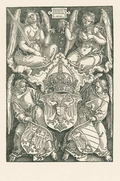 Allegory with the Coat of Arms of the Empire and of the City of Nuremberg by Albrecht Dürer or Duerer
