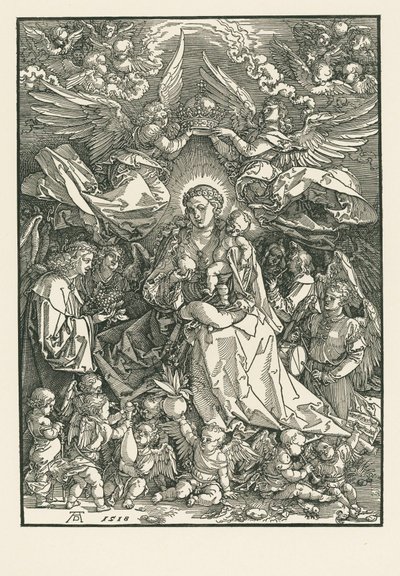 Mary Virgin Crowned by Two Angels by Albrecht Dürer or Duerer