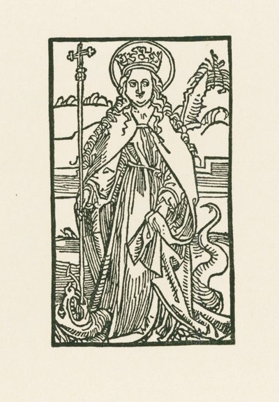 Saint Margaret. Illustration to Hortulus Anime by Albrecht Dürer or Duerer