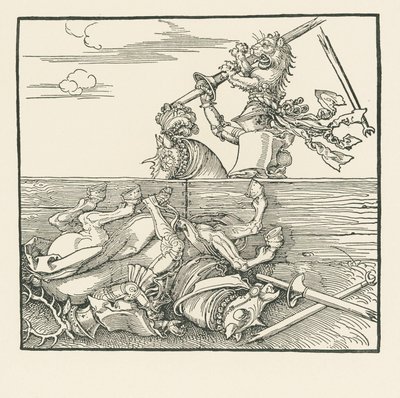 The Foreign Tournament. Maximilian Lifts His Opponent Jacop de Heri Out of the Saddle by Albrecht Dürer or Duerer