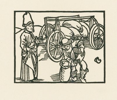 The Priest Has a Sack on a Wagon and Oats Are Being Put Into It by Albrecht Dürer or Duerer