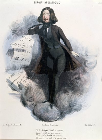 Caricature of George Sand, c.1848 by Alcide Joseph Lorentz