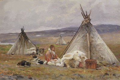 A Nenets Chum (a Nomadic Tent). Novaya Zemlya Island by Aleksandr Alekseevich Borisov