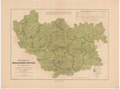 Map of Population of the Volhynian Governorate, 1864 by Aleksandr Fyodorovich Rittikh