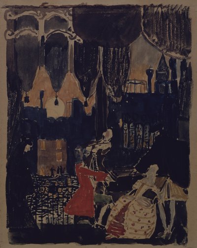 Stage Design for the Opera Mozart and Salieri by N. Rimski-Korsakov, 1902 by Aleksandr Jakovlevic Golovin