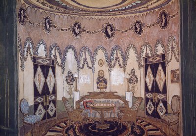 Stage Design for the Theatre Play Two Brothers by M. Lermontov by Aleksandr Jakovlevic Golovin