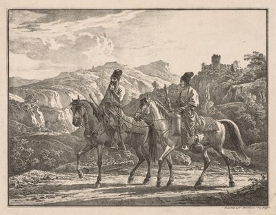 Two Cossacks on Horseback by Aleksandr Orlowski