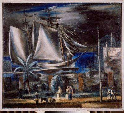 Seaport at Night by Aleksandr Vasilievich Shevchenko