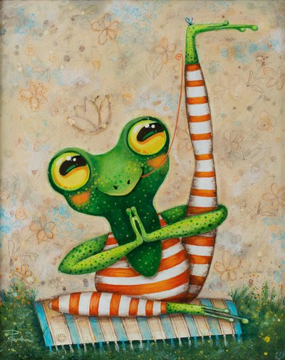 Cute Frog Yoga by Aleksandra Paranchenko
