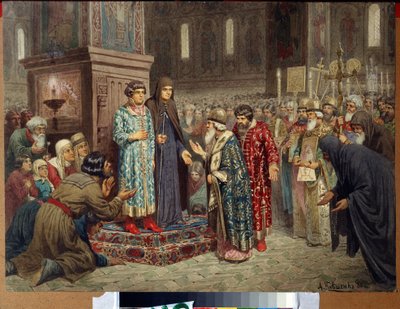 Election of Michel Romanov to the Rank of Tsar on March 14 by Aleksei Danilovich Kivshenko