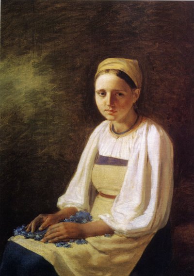 A Peasant Girl with Cornflowers by Aleksei Gavrilovich Venetsianov