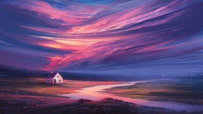 Dreamy Country Sunset by Alena Aenami