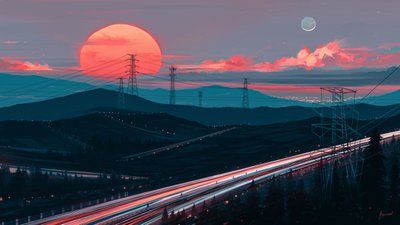 Twilight Highway Horizon by Alena Aenami