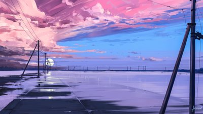Twilight Road Reflection by Alena Aenami