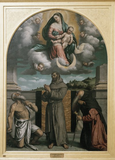 Virgin and Child in Glory, with Saint Jerome, Saint Francis of Assisi and Saint Anthony by Alessandro Bonvicino Moretto