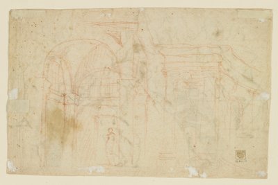 Studies of Angels and Cupids (Recto); Architectural Studies (Verso) by Alessandro Casolani