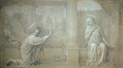 The Annunciation, Preparatory Cartoon for the Cappella Raffo Fresco in the Misericordia Cemetery, Siena by Alessandro Franchi