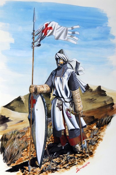 Crusades: a knight of the Order of Templars wearing a white coat with the Red Cross by Alessandro Lonati