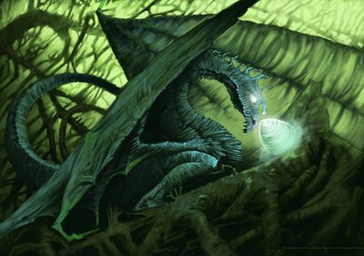 Fantastic creature: a dragon protecting its egg by Alessandro Lonati