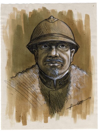 First World War 1914-1918: portrait of a soldier of the Italian army in 1915 by Alessandro Lonati