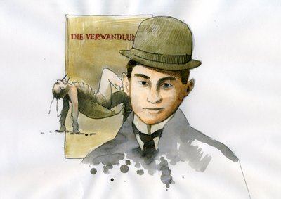 Portrait of Franz Kafka, Czech writer by Alessandro Lonati