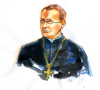 Portrait of Gregor Mendel (1822-1884) Catholic monk and botanist founder of genetics by Alessandro Lonati