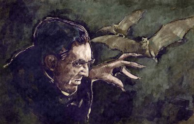 Portrait of Hungarian Actor Bela Lugosi as Count Dracula by Alessandro Lonati