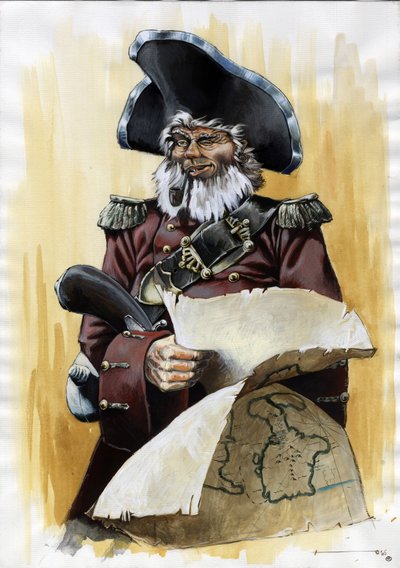 Portrait of a Pirate with a Treasure Map by Alessandro Lonati