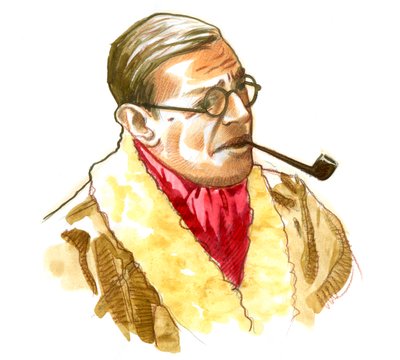 Portrait of Jean-Paul Sartre by Alessandro Lonati