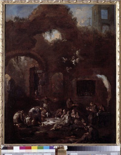 Capuchin Friars at Table Among the Ruins by Alessandro Magnasco