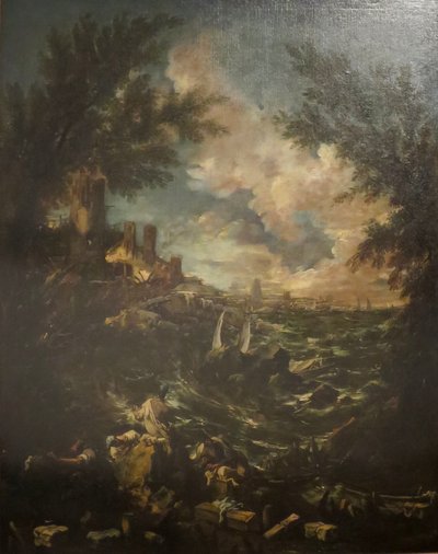 Seacoast View with a Shipwreck by Alessandro Magnasco
