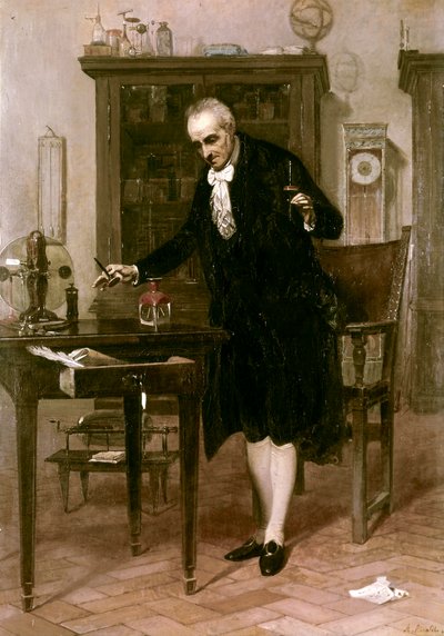 Volta in His Laboratory by Alessandro Rinaldi